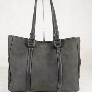 FERRAGAMO Black Knit Leather Classic Designer Brushed Tote Bag Made in Italy